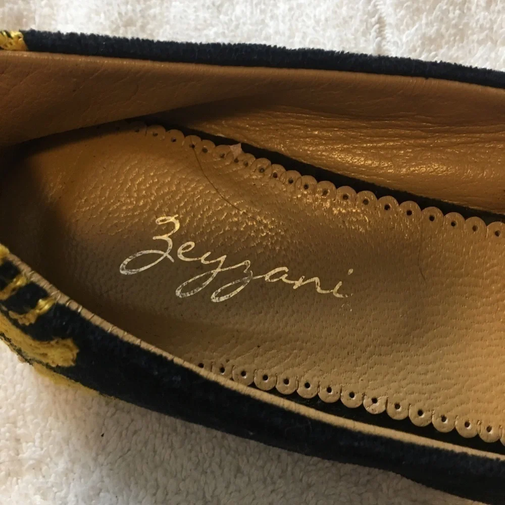 Hand-Embroidered Black Floral Flats